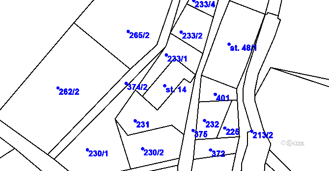 Parcela st. 14 v KÚ Hrad Osek, Katastrální mapa