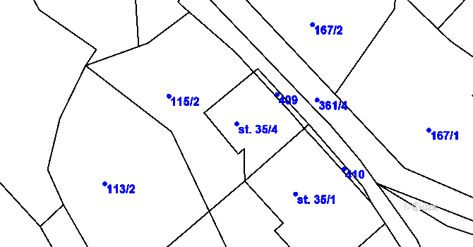 Parcela st. 35/4 v KÚ Hrad Osek, Katastrální mapa
