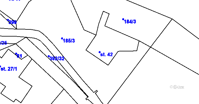 Parcela st. 42 v KÚ Hrad Osek, Katastrální mapa