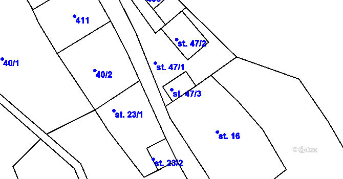 Parcela st. 47/3 v KÚ Hrad Osek, Katastrální mapa