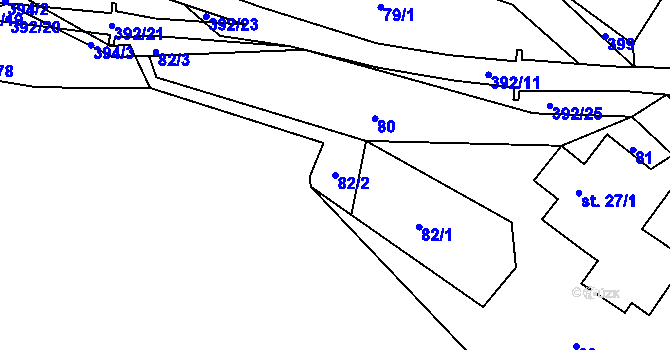 Parcela st. 82/2 v KÚ Hrad Osek, Katastrální mapa