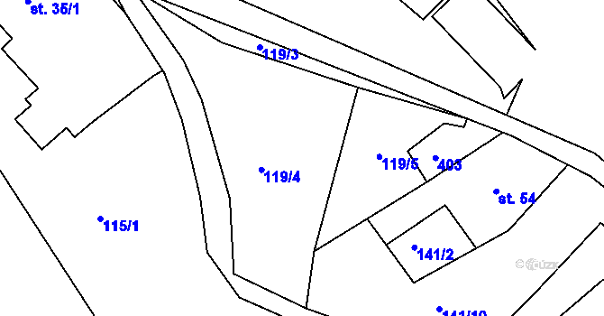 Parcela st. 119 v KÚ Hrad Osek, Katastrální mapa