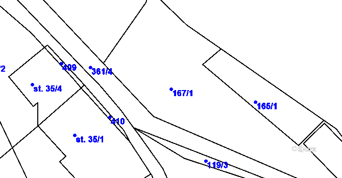 Parcela st. 167/1 v KÚ Hrad Osek, Katastrální mapa