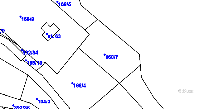 Parcela st. 168/7 v KÚ Hrad Osek, Katastrální mapa