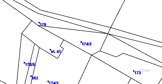 Parcela st. 174/2 v KÚ Hrad Osek, Katastrální mapa