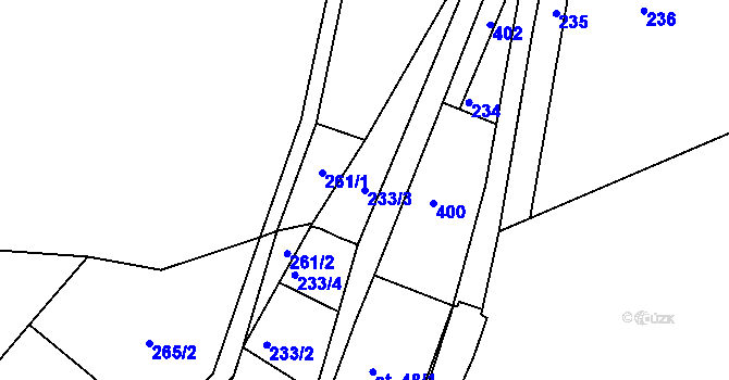 Parcela st. 233/3 v KÚ Hrad Osek, Katastrální mapa