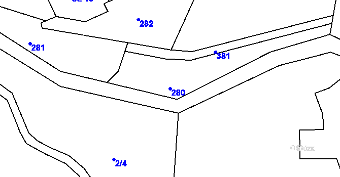 Parcela st. 280 v KÚ Hrad Osek, Katastrální mapa