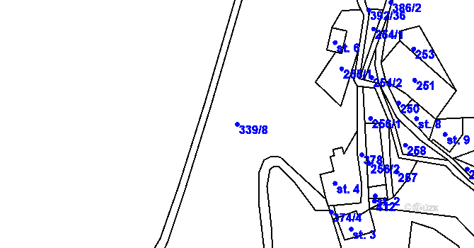 Parcela st. 339/8 v KÚ Hrad Osek, Katastrální mapa