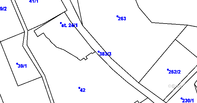 Parcela st. 383/3 v KÚ Hrad Osek, Katastrální mapa
