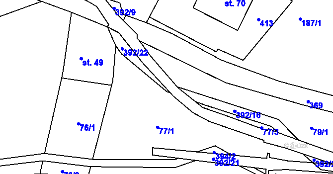 Parcela st. 392/14 v KÚ Hrad Osek, Katastrální mapa