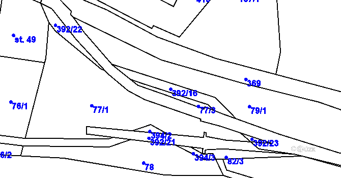 Parcela st. 392/16 v KÚ Hrad Osek, Katastrální mapa