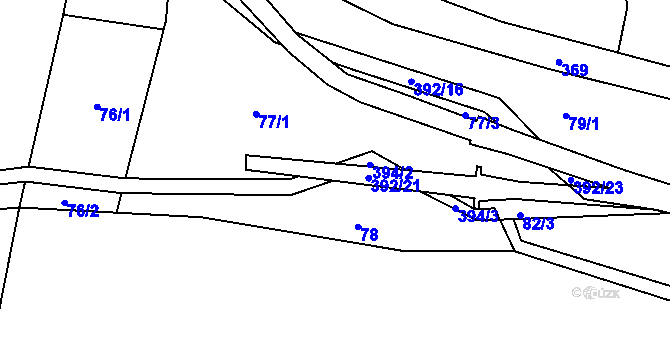 Parcela st. 392/19 v KÚ Hrad Osek, Katastrální mapa