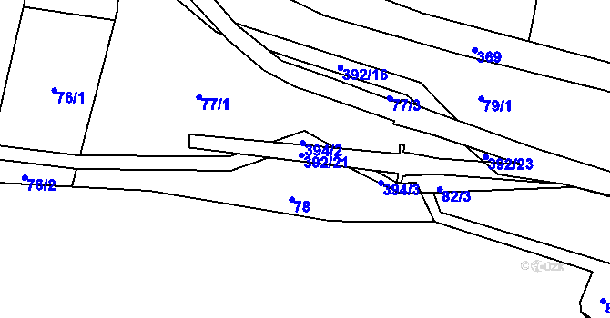 Parcela st. 392/20 v KÚ Hrad Osek, Katastrální mapa