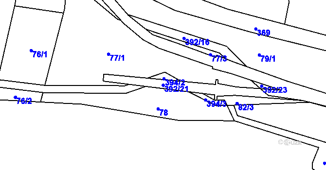 Parcela st. 392/21 v KÚ Hrad Osek, Katastrální mapa