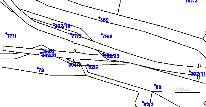 Parcela st. 392/23 v KÚ Hrad Osek, Katastrální mapa