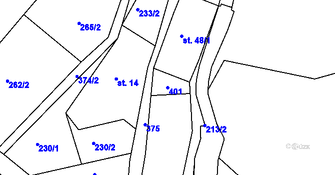 Parcela st. 401 v KÚ Hrad Osek, Katastrální mapa