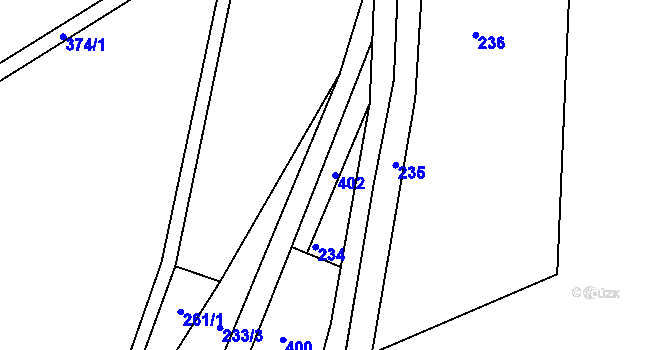 Parcela st. 402 v KÚ Hrad Osek, Katastrální mapa