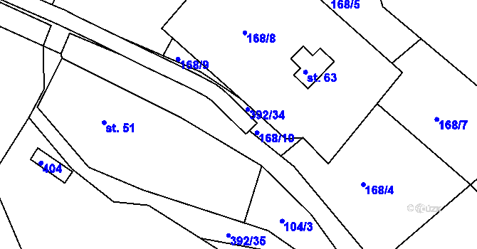 Parcela st. 361/3 v KÚ Hrad Osek, Katastrální mapa
