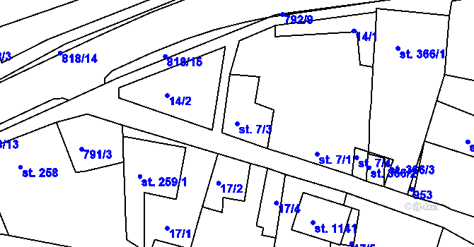 Parcela st. 7/3 v KÚ Osek u Duchcova, Katastrální mapa