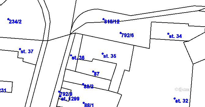 Parcela st. 35 v KÚ Osek u Duchcova, Katastrální mapa