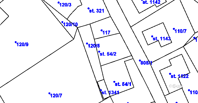 Parcela st. 54/2 v KÚ Osek u Duchcova, Katastrální mapa