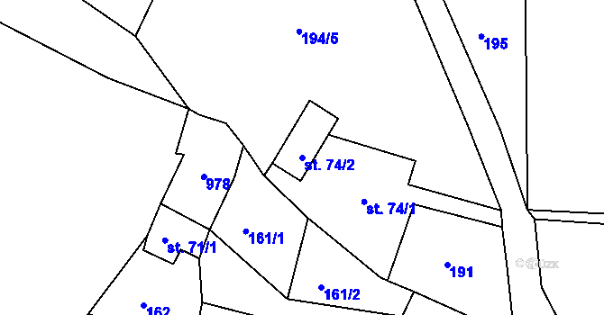 Parcela st. 74/2 v KÚ Osek u Duchcova, Katastrální mapa