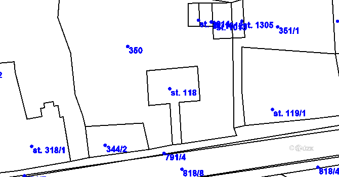 Parcela st. 118 v KÚ Osek u Duchcova, Katastrální mapa