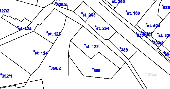 Parcela st. 122 v KÚ Osek u Duchcova, Katastrální mapa