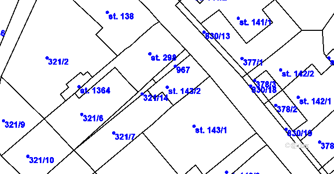 Parcela st. 143/2 v KÚ Osek u Duchcova, Katastrální mapa
