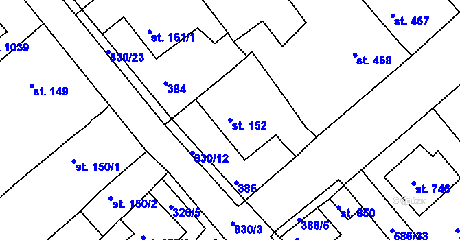 Parcela st. 152 v KÚ Osek u Duchcova, Katastrální mapa