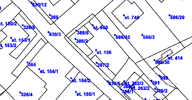 Parcela st. 156 v KÚ Osek u Duchcova, Katastrální mapa