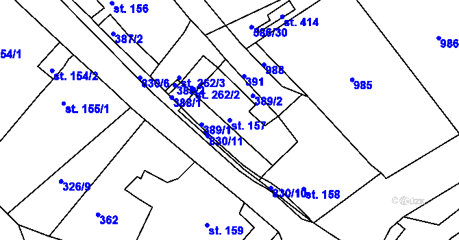 Parcela st. 157 v KÚ Osek u Duchcova, Katastrální mapa
