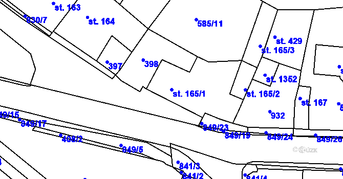 Parcela st. 165/1 v KÚ Osek u Duchcova, Katastrální mapa
