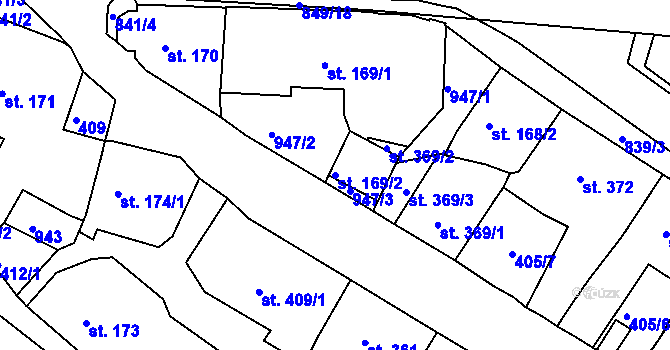 Parcela st. 169/2 v KÚ Osek u Duchcova, Katastrální mapa