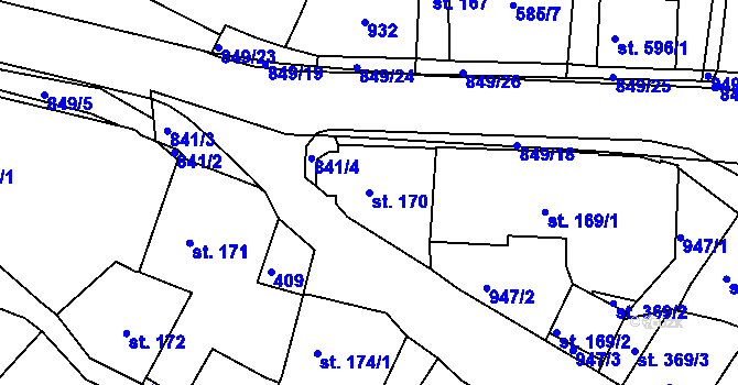 Parcela st. 170 v KÚ Osek u Duchcova, Katastrální mapa