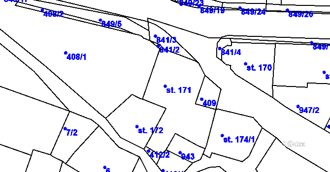 Parcela st. 171 v KÚ Osek u Duchcova, Katastrální mapa