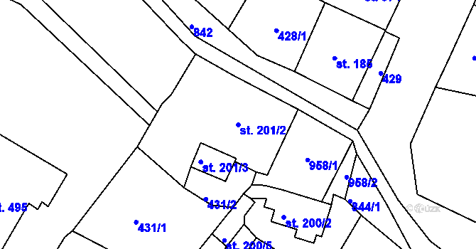 Parcela st. 201/2 v KÚ Osek u Duchcova, Katastrální mapa