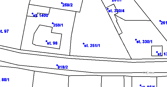 Parcela st. 251/1 v KÚ Osek u Duchcova, Katastrální mapa