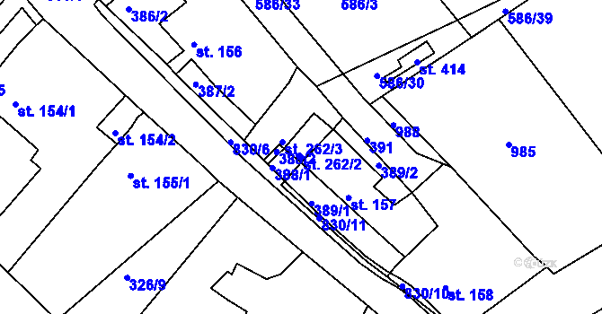 Parcela st. 262/2 v KÚ Osek u Duchcova, Katastrální mapa