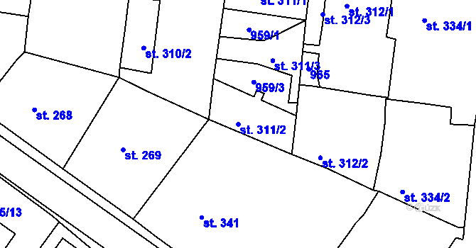 Parcela st. 311/2 v KÚ Osek u Duchcova, Katastrální mapa
