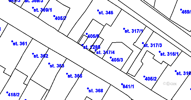 Parcela st. 317/4 v KÚ Osek u Duchcova, Katastrální mapa
