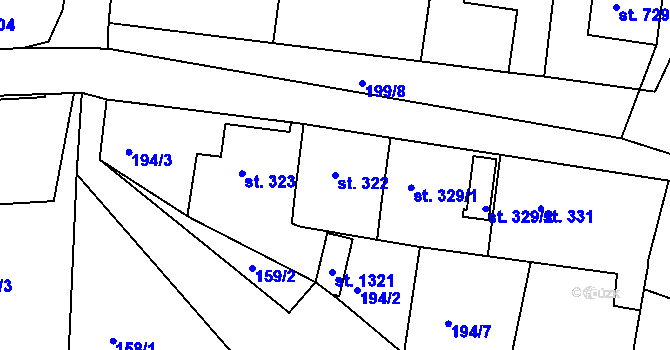 Parcela st. 322 v KÚ Osek u Duchcova, Katastrální mapa