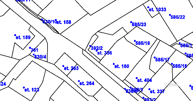 Parcela st. 336 v KÚ Osek u Duchcova, Katastrální mapa