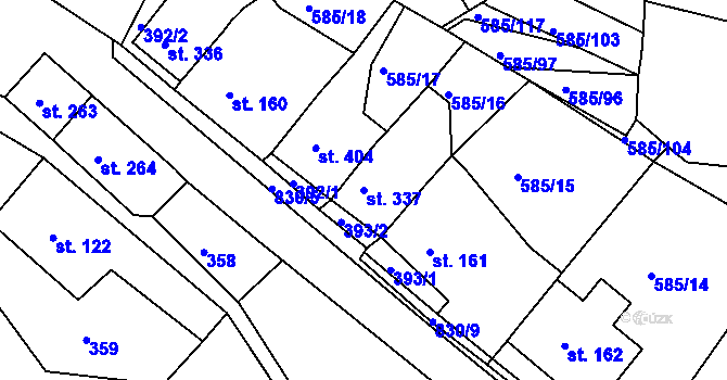 Parcela st. 337 v KÚ Osek u Duchcova, Katastrální mapa