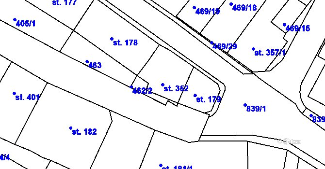 Parcela st. 352 v KÚ Osek u Duchcova, Katastrální mapa