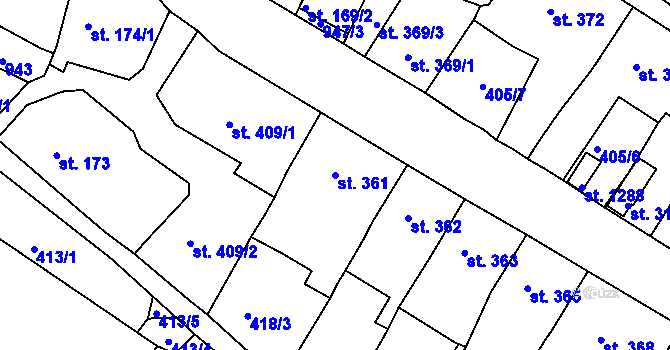 Parcela st. 361 v KÚ Osek u Duchcova, Katastrální mapa
