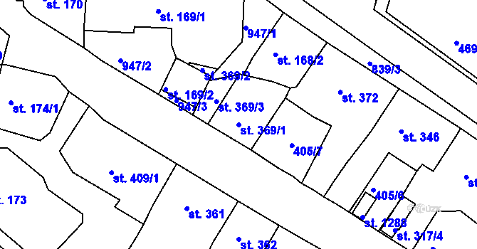 Parcela st. 369/1 v KÚ Osek u Duchcova, Katastrální mapa
