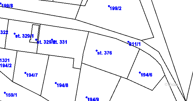 Parcela st. 376 v KÚ Osek u Duchcova, Katastrální mapa