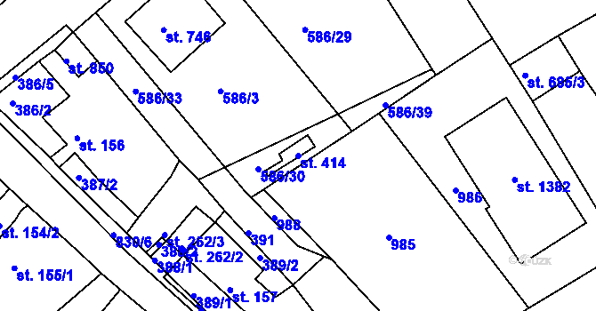 Parcela st. 414 v KÚ Osek u Duchcova, Katastrální mapa