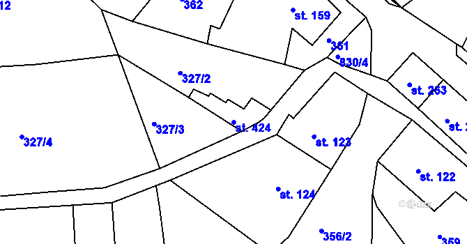Parcela st. 424 v KÚ Osek u Duchcova, Katastrální mapa